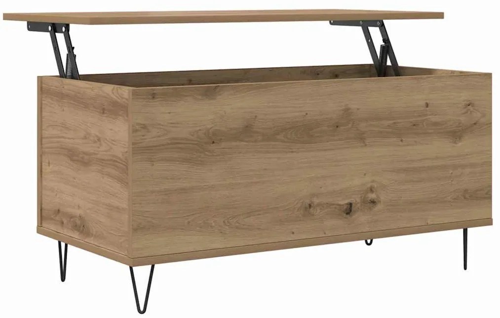 Dohányzóasztal kézműves tölgy 90 x 44.5 x 45 cm Faanyag