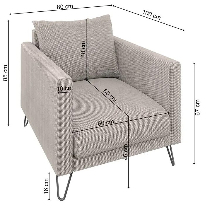 Világosbarna zsenília fotel Freya – Ropez