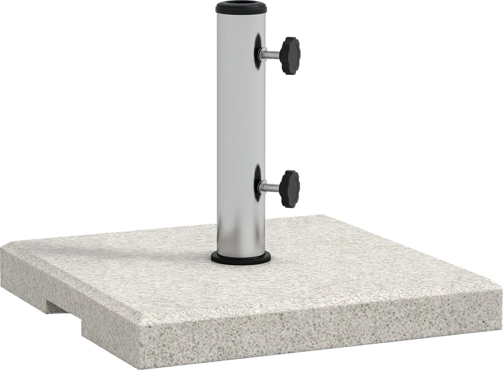 Outsunny 25kg-os napernyő talapzat Ø32mm, Ø38mm és Ø48mm átmérőjű oszlopokhoz, gránit és rozsdamentes acél napernyő talapzat oldalsó gombokkal és foga