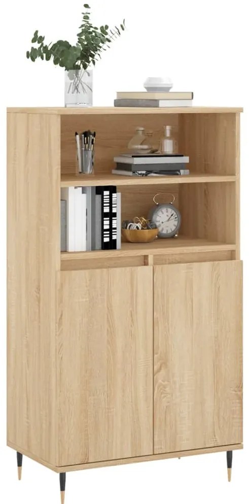 sonoma tölgyszínű szerelt fa magasszekrény 60 x 36 x 110 cm