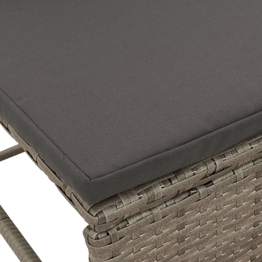 Kültéri Kanapé Szett Szürke és sötétszürke Rattan, edzett üveg