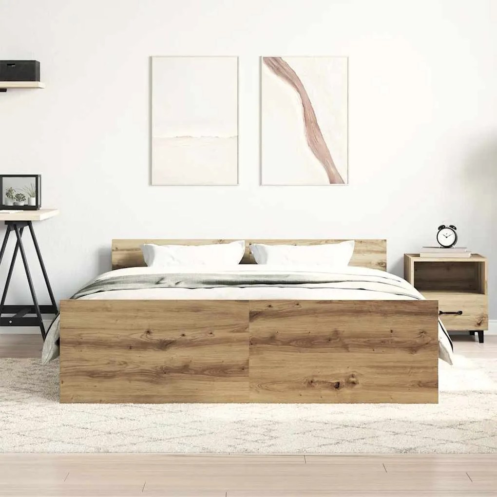 kézműves tölgy szerelt fa ágykeret matrac nélkül 140x190 cm