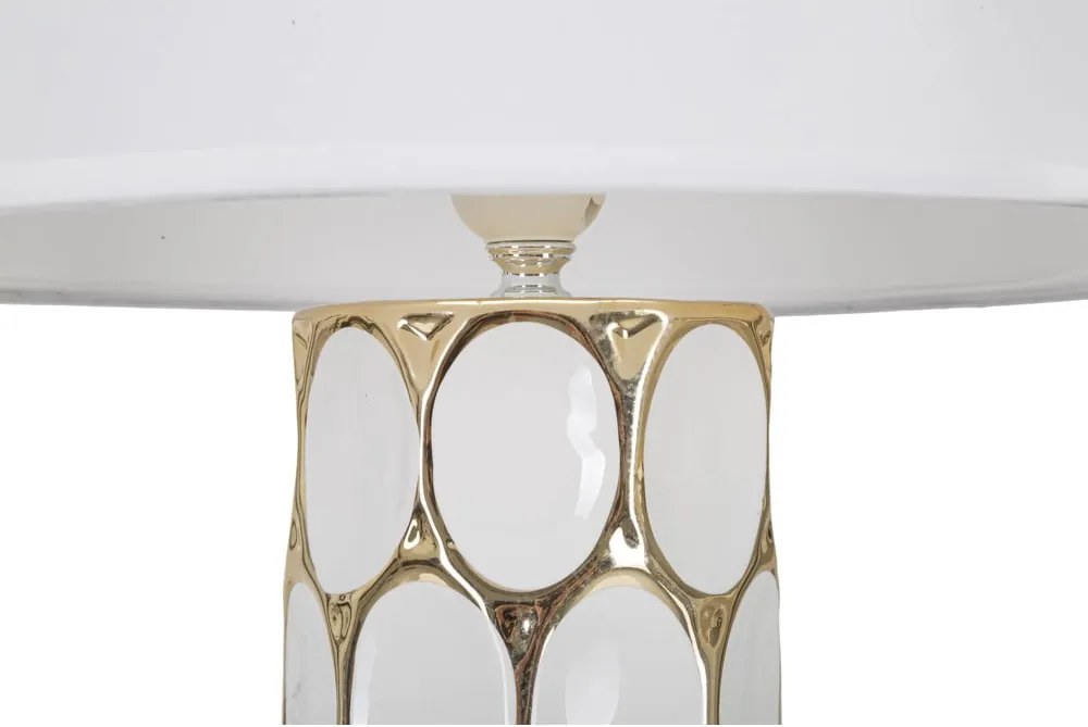 Fehér-aranyszínű kerámia asztali lámpa textil búrával (magasság 56 cm) Glam Carv – Mauro Ferretti