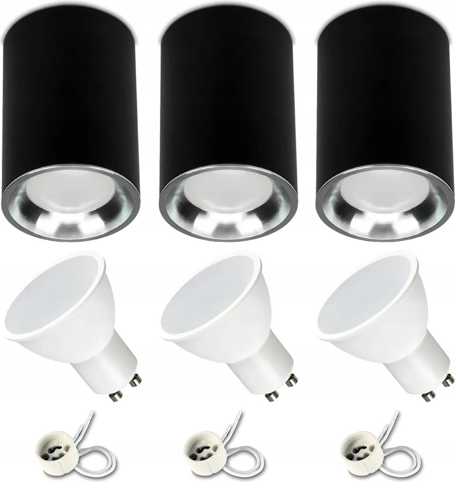 Falra szerelhető lámpatest szett Fekete Sl modern izzó GU10 7W 4000K