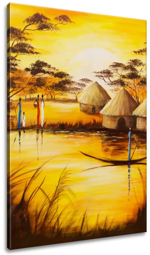 Gario Kézzel festett kép Afrikai falu Méret: 120 x 80 cm