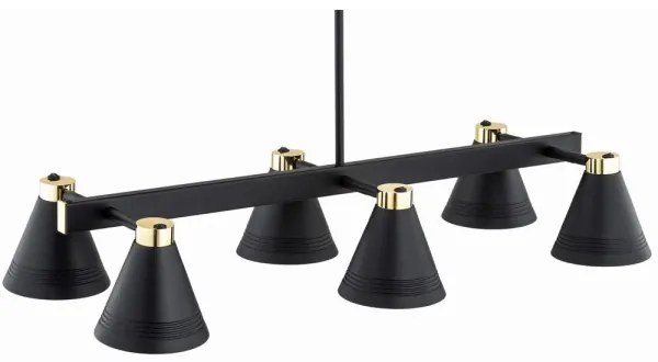 Argon 2552 - Csillár rúdon AVALONE 6xE27/15W/230V fekete/arany