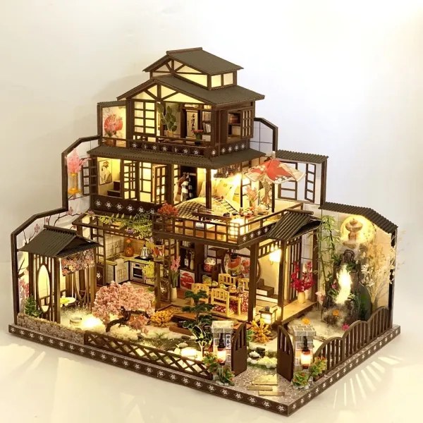 2Kids Toys - Miniatűr Honosná sakurová villa házikó 2xAAA elemmel