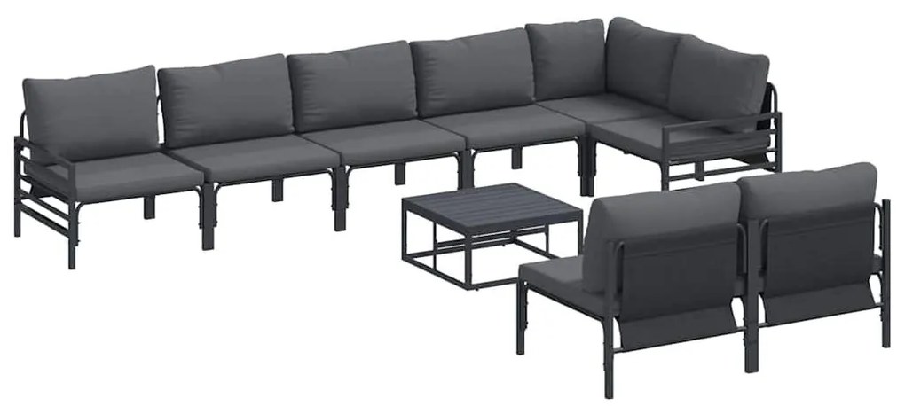 Kerti Kanapé Szett párnával 9 pcs Antracitszürke Acél