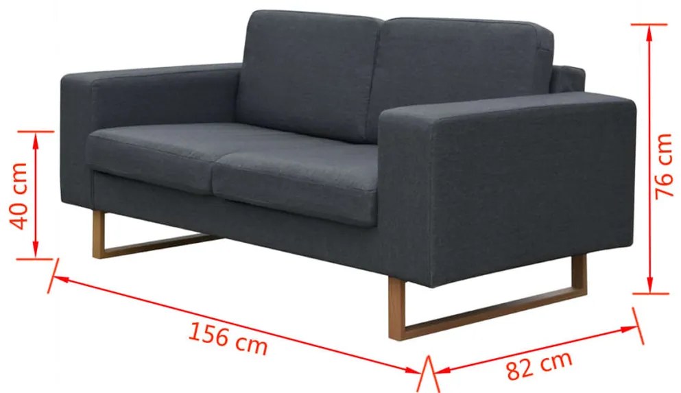 2 személyes sötétszürke szövet kanapé