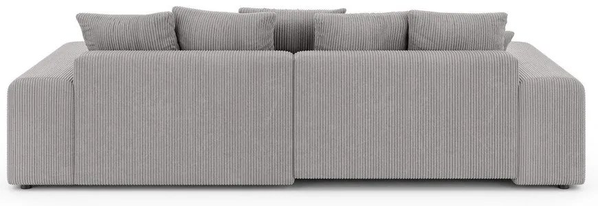 Világosszürke kordbársony kinyitható tárolóhelyes sarokkanapé (variálható sarok) Luma – Ropez