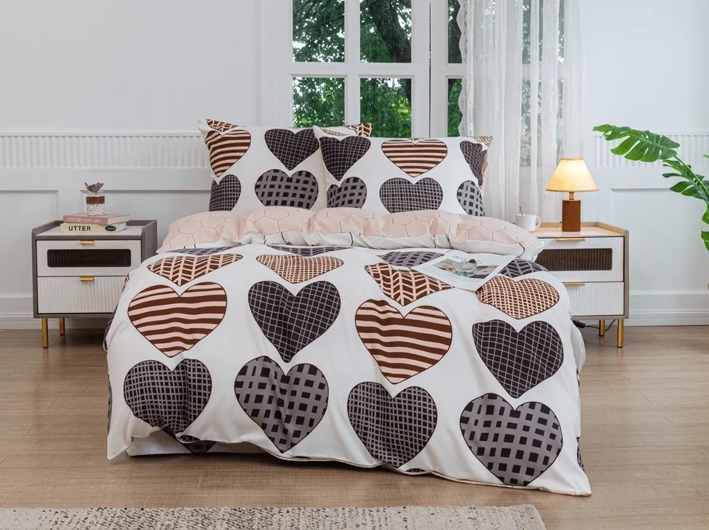 Flanel mikroszálas ágynemű STRIPE HEART színes Ágyneműhuzat mérete: 70 x 90 cm | 140 x 200 cm