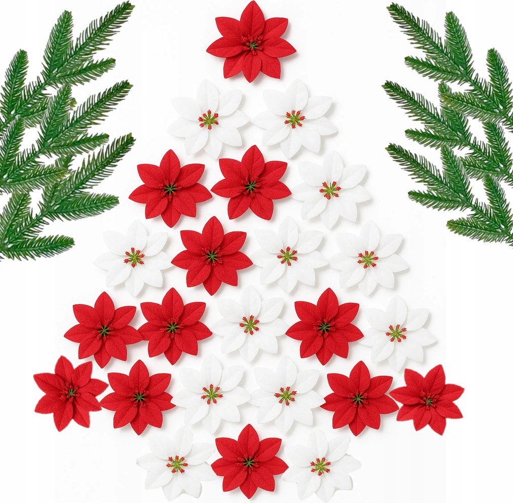 Betlehemi Csillag Mikulásvirág Karácsonyfa Dekoráció Szett 24db-os