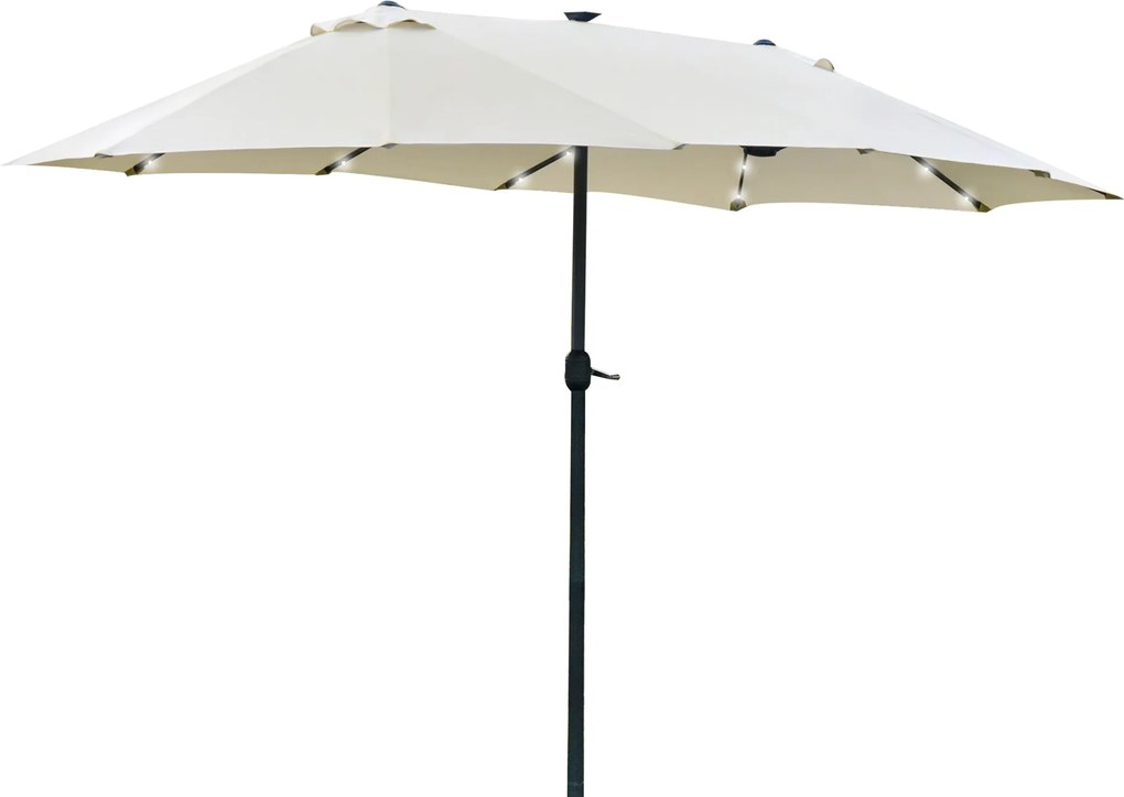 Outsunny LED-es Kétoldali Napernyő 440 x 256 cm Kerti Napernyő | Aosom