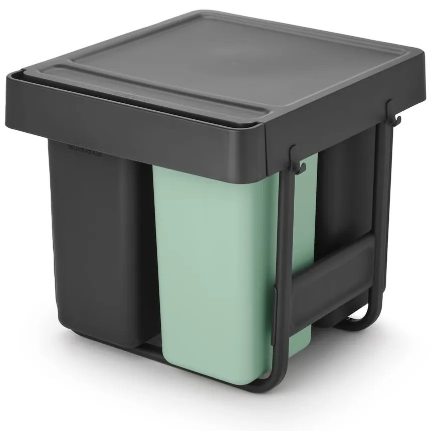 Mentazöld-sötétszürke műanyag szelektív-érintésre nyíló szemetes 40 l Sort&Go – Brabantia