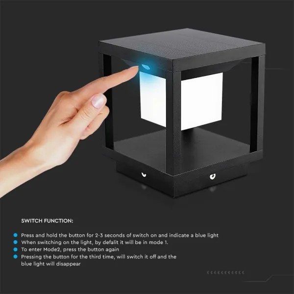 LED napelemes lámpa szenzorral LED/2W/5,5V 3000K IP65 2600 mAh fekete