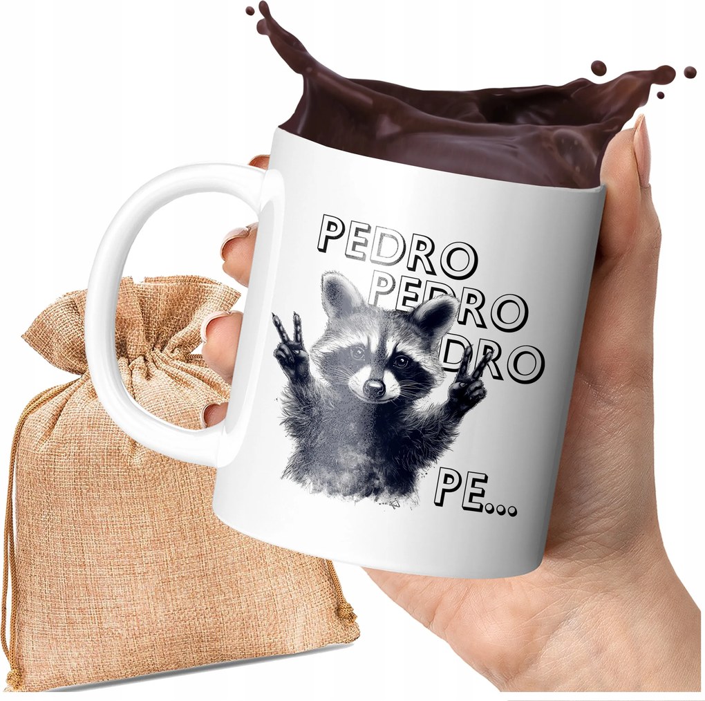 Nyomott Mintás Bögre Pedro Pedro Mosómedve Tiktok Vicces Nyomott Minta 330 ML