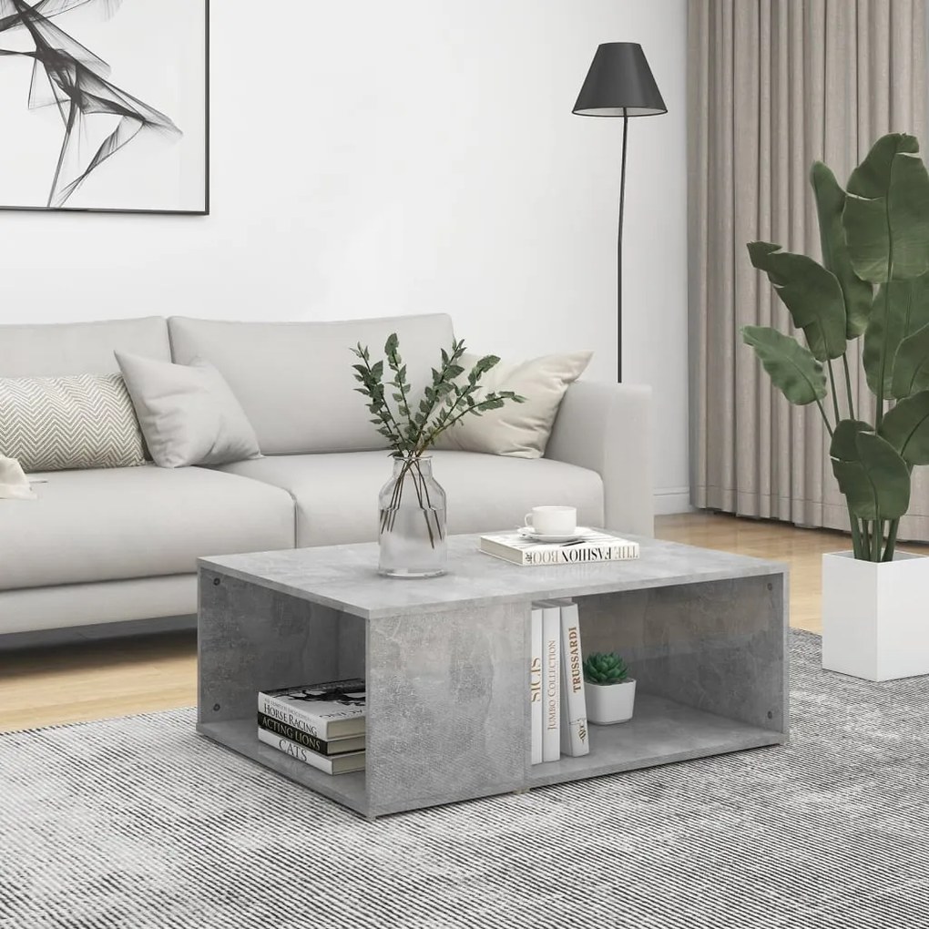 Betonszürke szerelt fa dohányzóasztal 90 x 67 x 33 cm