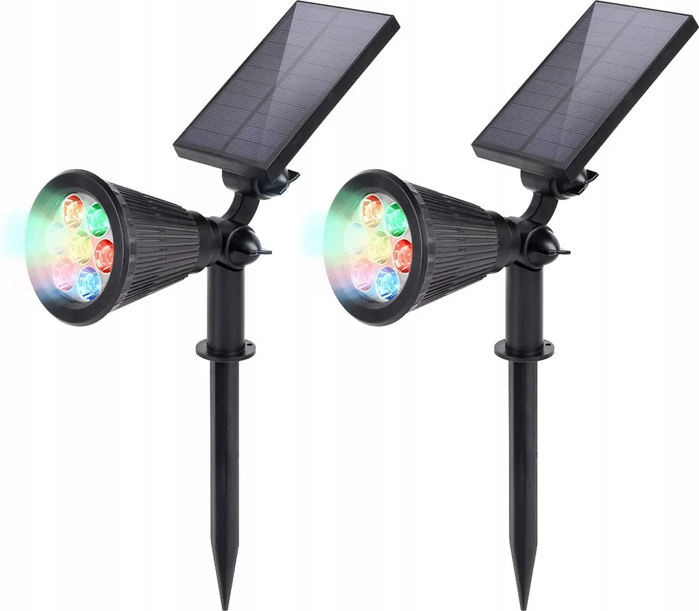 Kültéri napelemes reflektor, 7 Led, kerti lámpa 40 cm 2 db