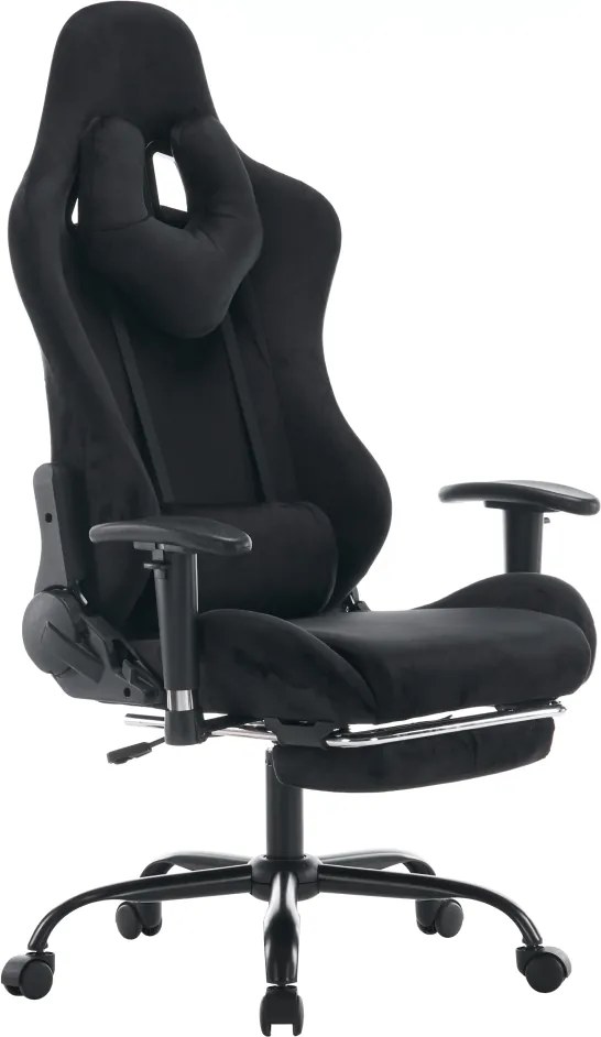 Irodai/gamer szék, fekete Velvet szövet, teherbírás 150 kg, SALOP