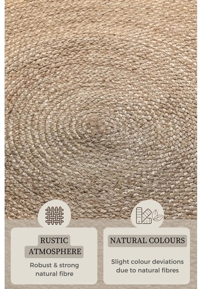 Szürkésbézs kétoldalas juta kerek szőnyeg ø 100 cm Braided – Hanse Home