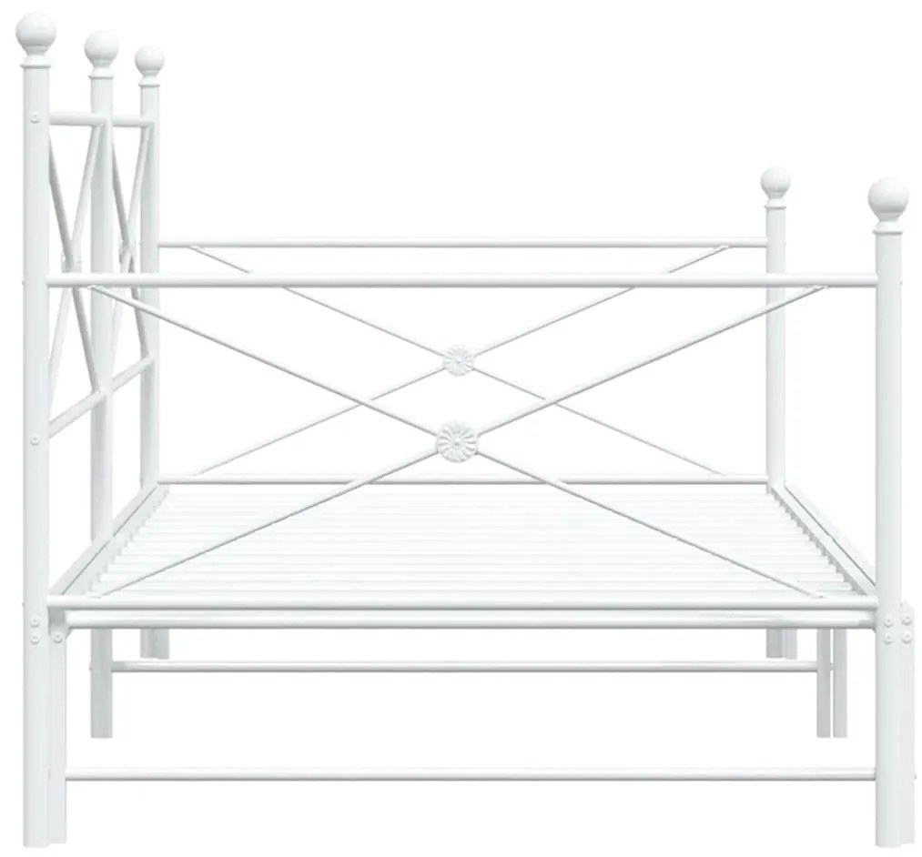 Daybed with Trundle without Mattress White 100x200 cm acél