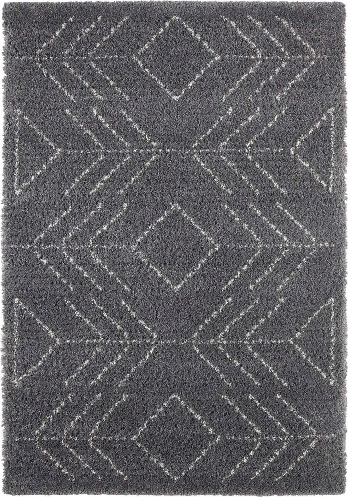 Szürke krémszínű szőnyeg nappaliba,vastag shaggy szőnyeg, boho mintás 80x150 cm