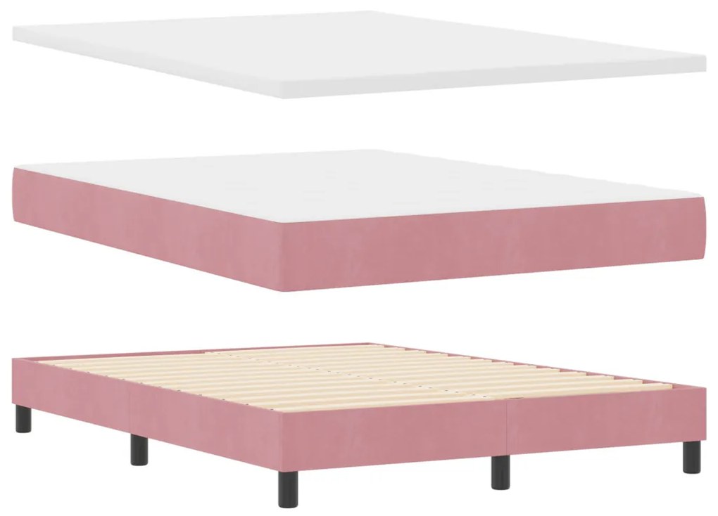Boxspringágy Mattal és LED világítással Rózsaszín 140x200 cm Bársonyos