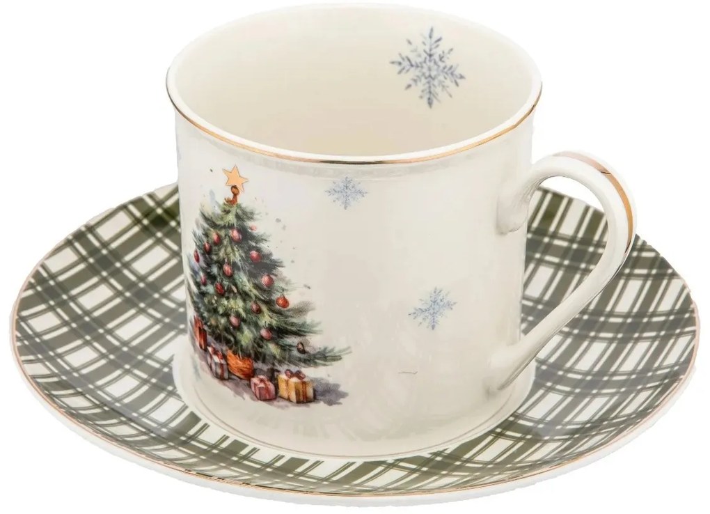 Altom Christmas Tree porcelán csésze és csészealj260 ml