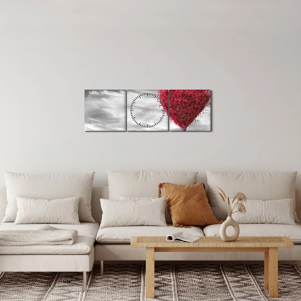 Kép - szív a fák koronájából (órával) (90x30 cm)