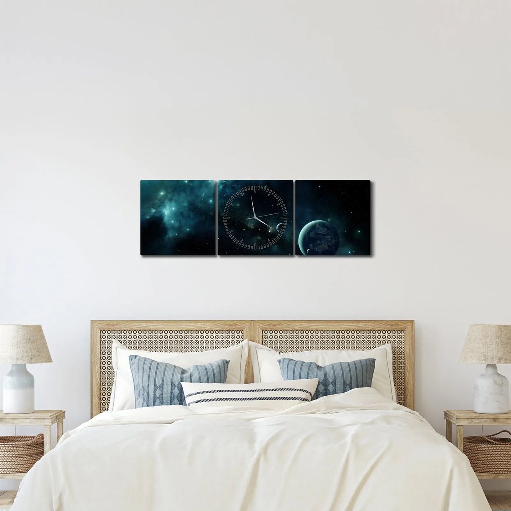 Kép - Élet az űrben (órával) (90x30 cm)