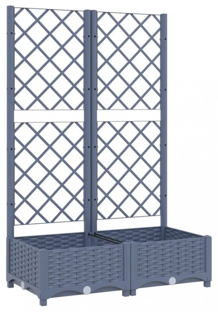 sötétszürke PP rácsos kerti ültetőláda 80 x 40 x 121,5 cm
