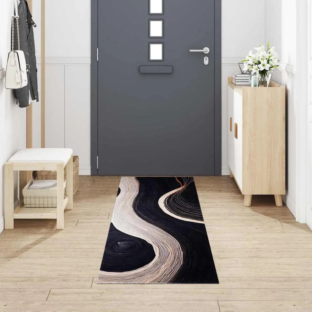 Konyhai szőnyeg Art Deco Fekete 300 x 60 cm Bársony