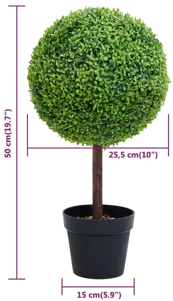 zöld gömbalakú cserepes műpuszpáng 50 cm