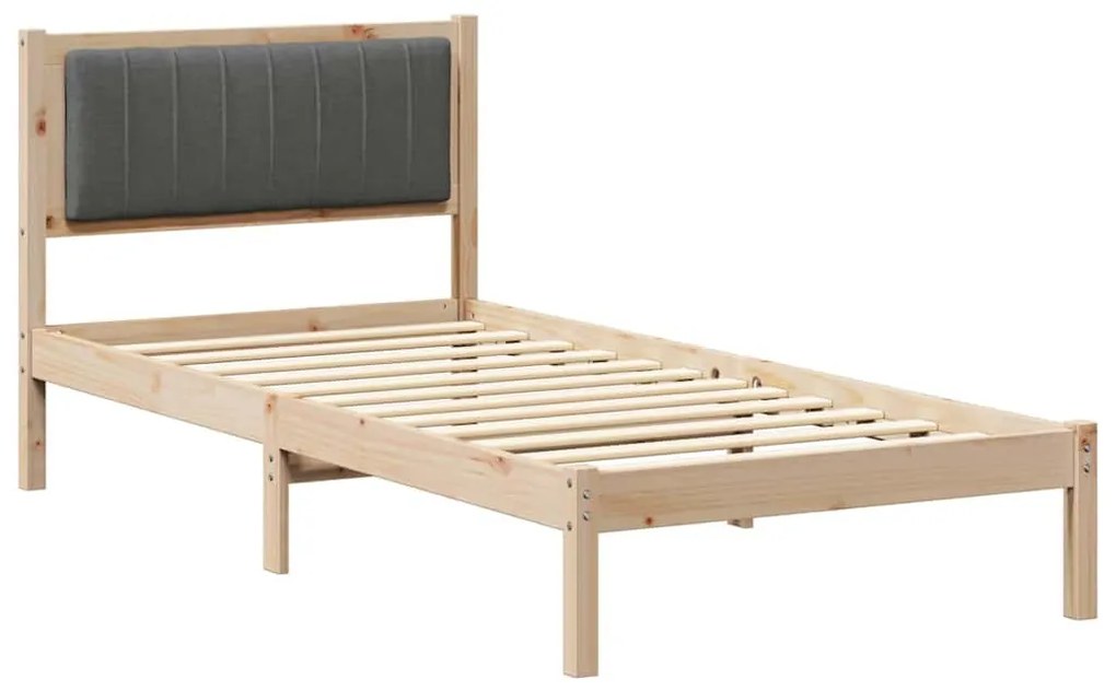 Ágykeret Kárpitozott Fejtámlával Sötétszürke 90 x 200 cm