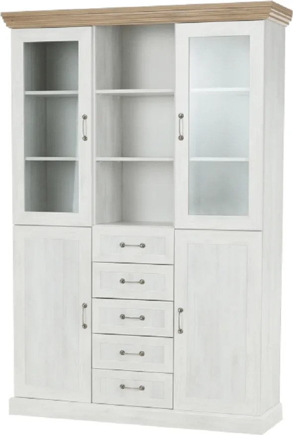 vitrines szekrény, északi sosna/vadtölgy, ROYAL W2D