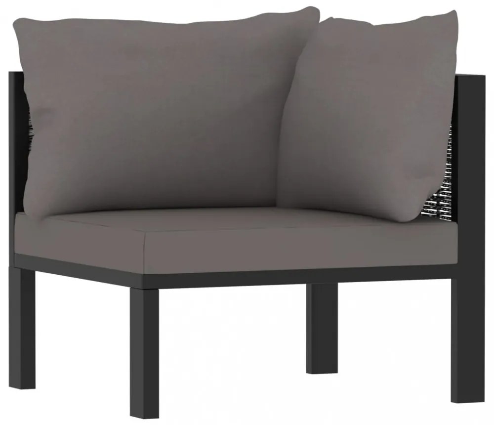 7 részes antracitszürke kerti polyrattan ülőgarnitúra párnákkal