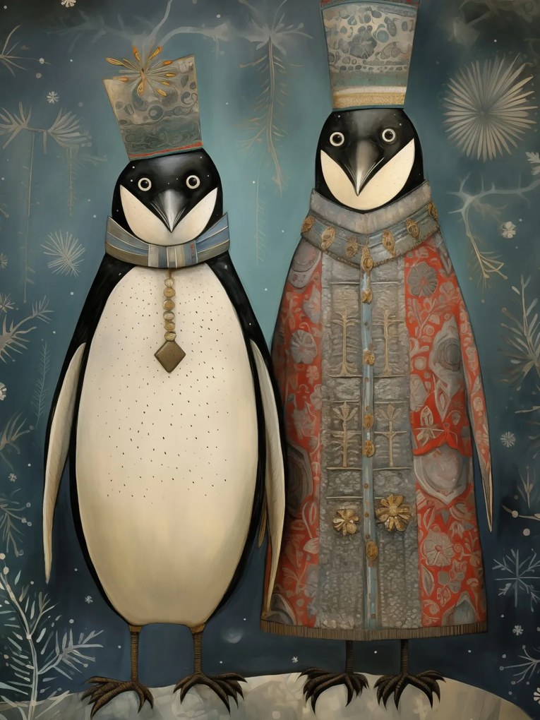 Poszter 60x80cm Királypingvinek