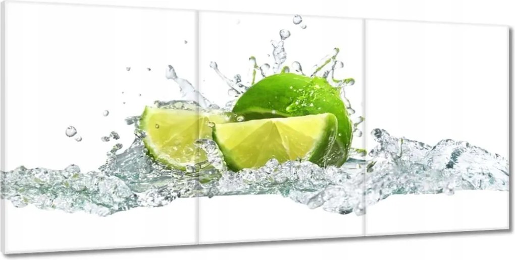 Vászonkép 210x100 Lime fröccsenő víz