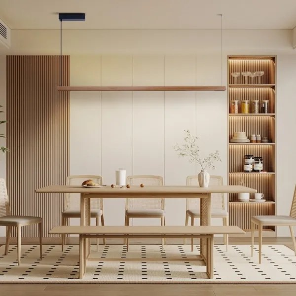 Immax NEO 07305L - MADEIRA dimmelhető LED csillár kábelen 44W/230V, Wi‑Fi Tuya, 202 cm, tölgy