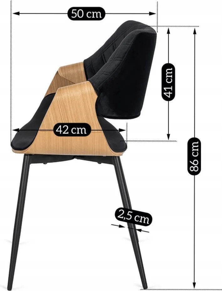 DAKOTA bársony szék fekete / arany tölgy színben