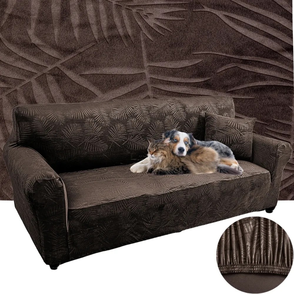 Kanapé Huzat Velúr Dombornyomott Pálmalevél 235-300 CM Oeko Tex