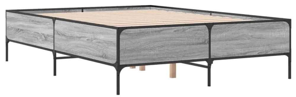 szürke sonoma szerelt fa és fém ágykeret 120 x 200 cm