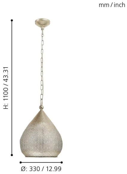 Eglo 49768 - Függeszték MELILLA 1xE27/60W