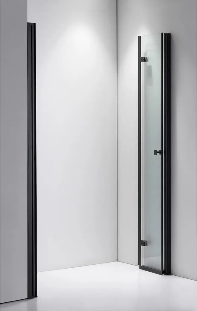 Stuxi Verona Big Black 240 cm széles kétszárnyú csukló zuhanyajtó, 6 mm vízlepergető üveggel, matt fekete profillal, 195 cm magas