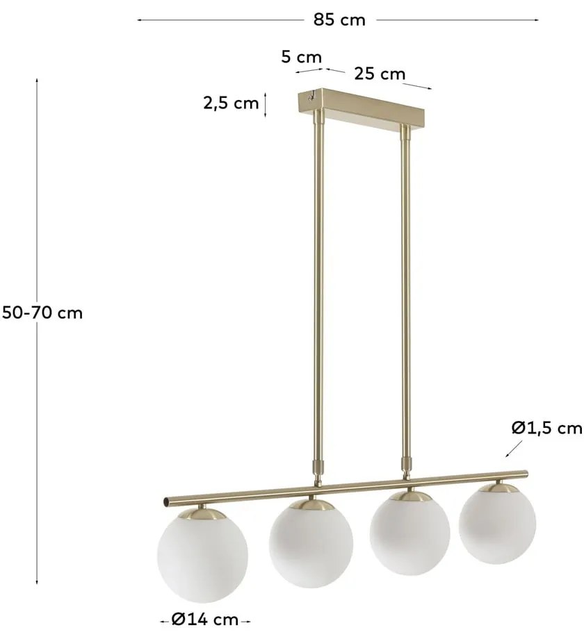 Fehér-aranyszínű mennyezeti lámpa üveg búrával ø 14 cm Mahala – Kave Home