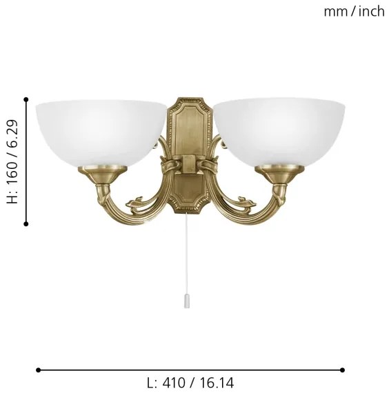 EGLO 82752 - SAVOY fali lámpa 2xE14/40W