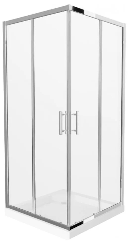Elio 80x80 cm szögletes két tolóajtós zuhanykabin 6 mm vastag vízlepergető biztonsági üveggel, króm elemekkel, 190 cm magas