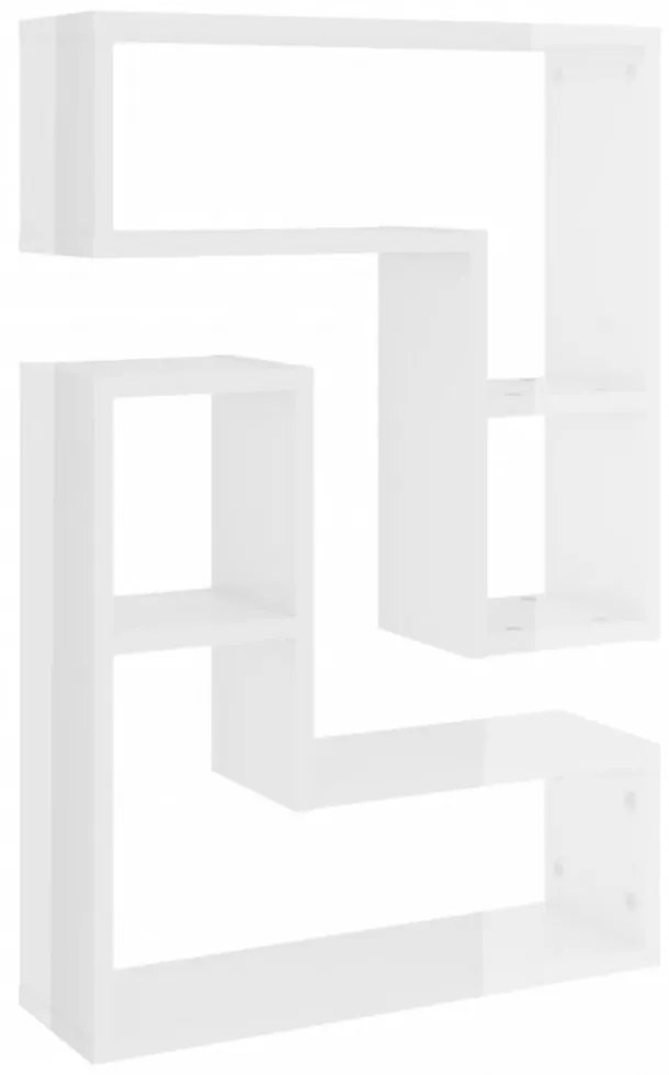 2 db magasfényű fehér szerelt fa fali polc 50 x 15 x 50 cm