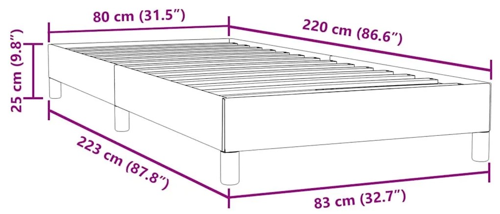 vidaXL sötétkék bársony rugós ágy matrac nélkül 80x220 cm