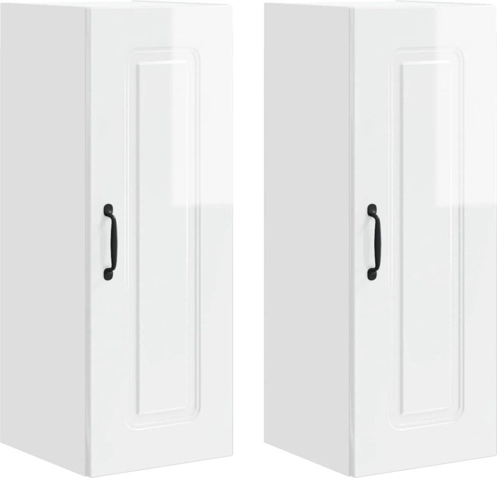 vidaXL Konyhaszekrény Kalmar 2 pcs Magas Fényű Fehér 30 x 31 x 80 cm